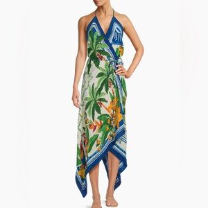 FARM RIO Tropical Destination Handkerchief Cover-Up Maxi Dress